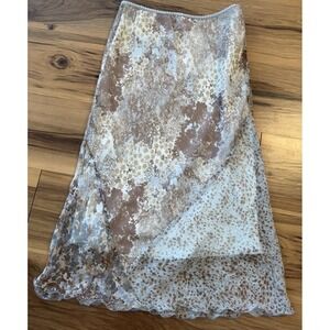 Jonathan Martin Y2K Floral Bias Midi Skirt Boho Asymmetrical Fairy Ruffle Hem M